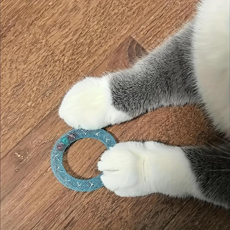 Cat Self-Playing Toy. Donut-Shaped Cat Soft Tube with Bell Sound, Bouncing Spring Cat Toy, Without Battery