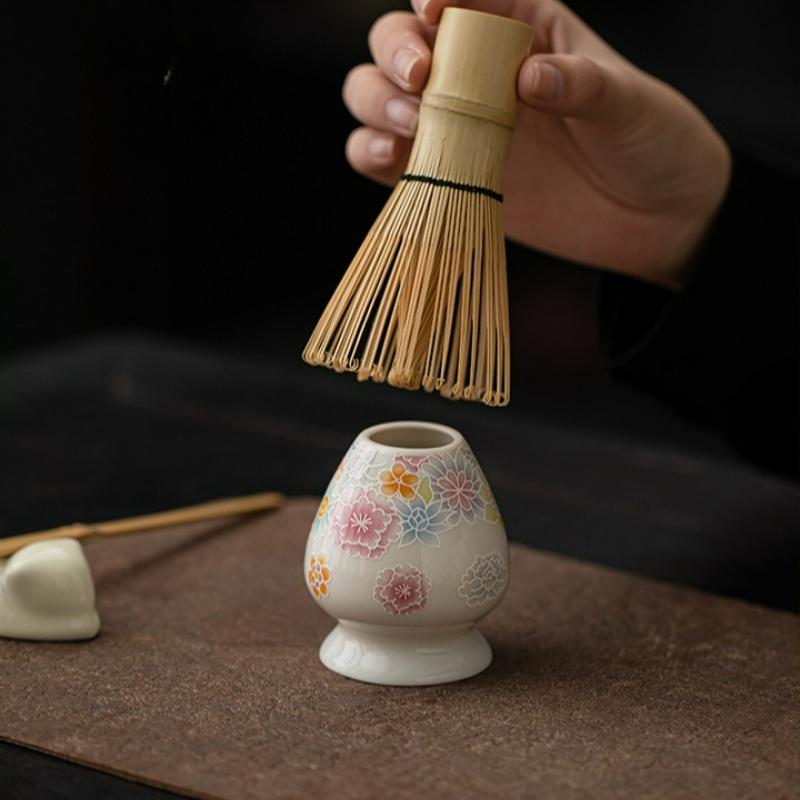 Japanese Style Hand-Painted Matcha Set Matcha Bowl Whisk Spouted Tea Making Tools Handcrafted Tea Ceremony Utensils Accessories