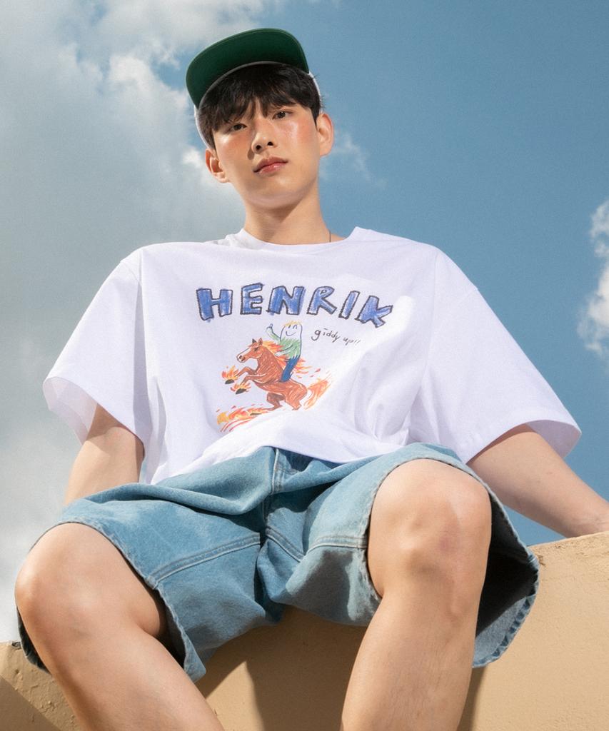 HENRIK207061 Giddy Up Short Sleeve Tee White