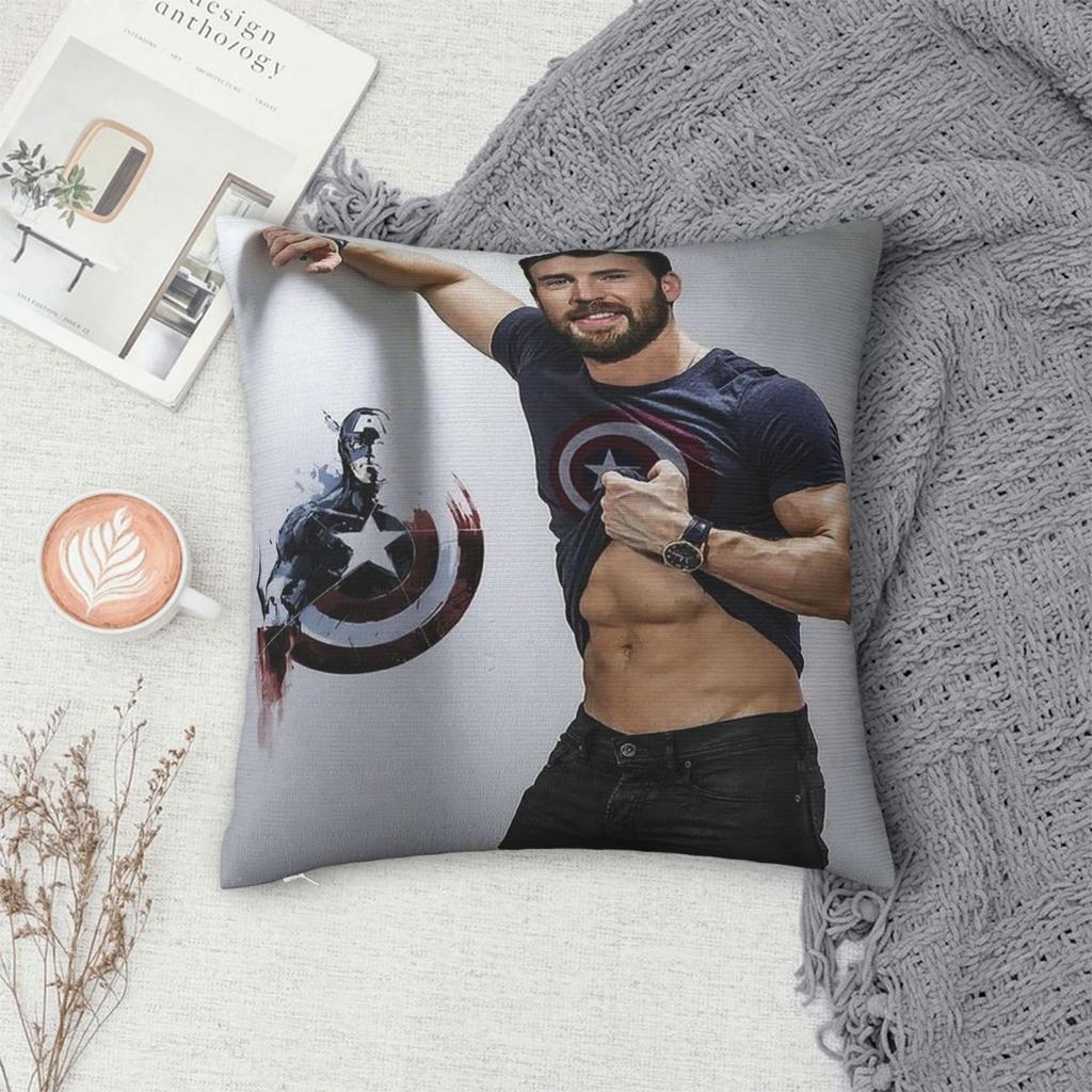 Chris Evans Wallpape Square Pillowcase Pillow Cover Cushion Throw Pillow for Home Bedroom Car