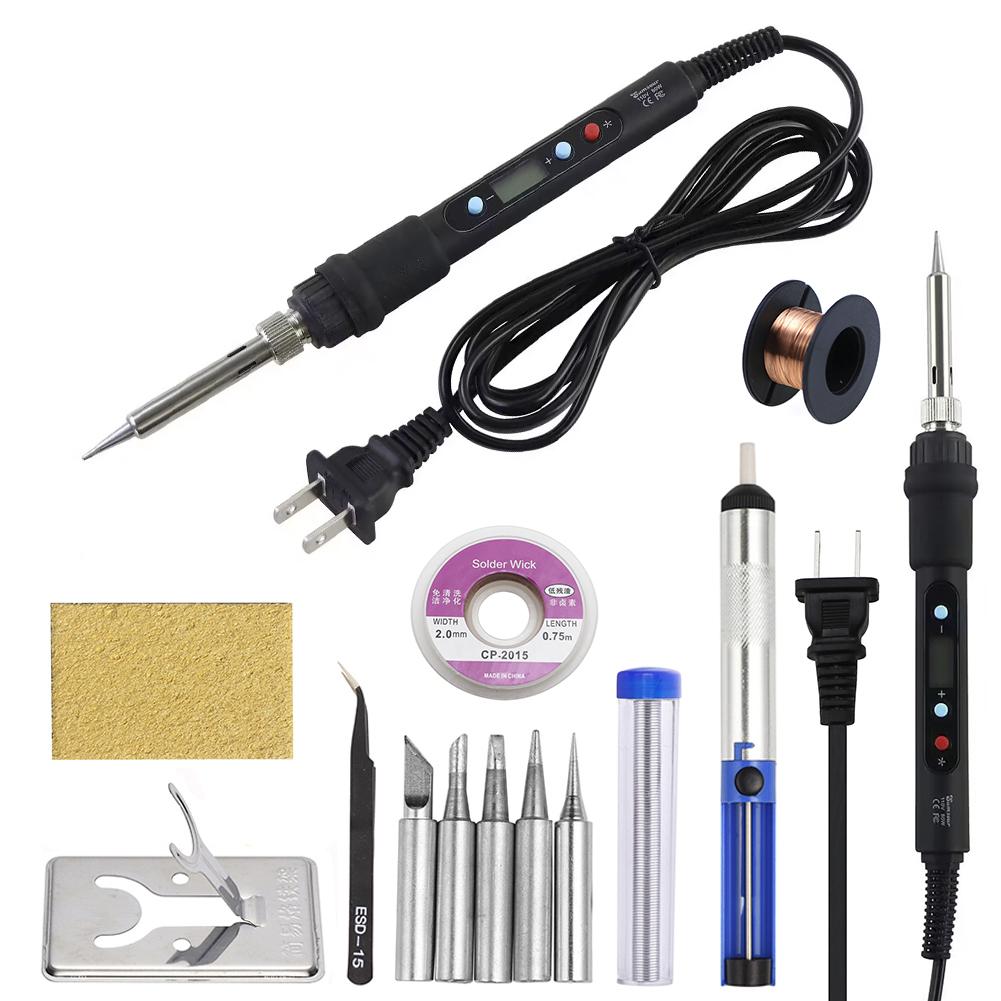 New Digital Display Adjustable Temperature Electric Soldering Iron Black 80W 110V / 220V Solder Welding Desoldering Repair Tools