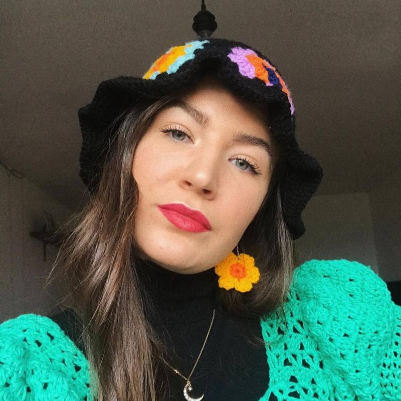 New Crochet Frilled Hat, Adult Lace Woolen Hat, Fashionable and Versatile Ruffled Pullover Hat