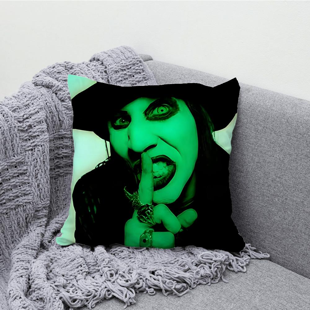M-Marilyn M-Manson Zpěvák Povlak na polštář Měkké povlaky na polštáře pro dekoraci farmářského gauče Domácí dekorace a Ochranný povlak na polštář
