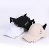 Korean Style Bull Horn Baseball Cap Punk Peaked Cap Sweet Cool Metal Ring Baseball Hat  Summer