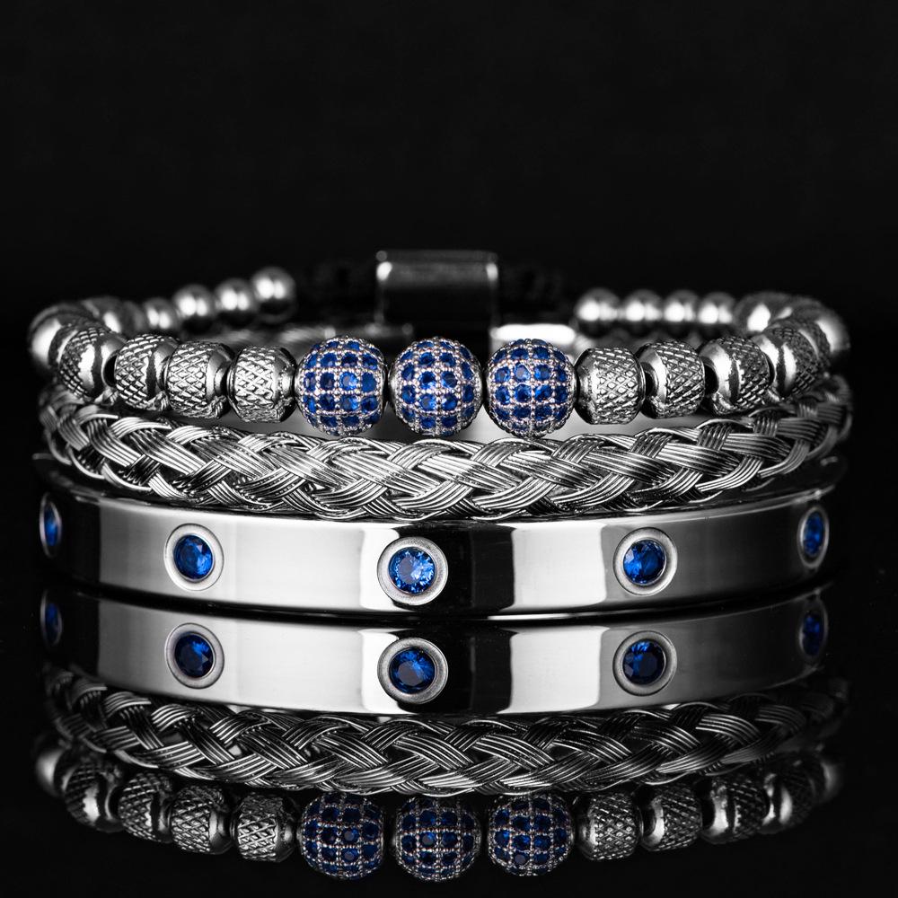 2026 Blue Zircon Ball Crown Bracelet, Ten Blue Zircon Twist Bracelet Set, European and American Style Jewelry. 20CM