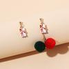 Ins Asymmetric Cute Hairball Christmas Earrings, European and American New Accessories, Less Heart Earrings Earrings