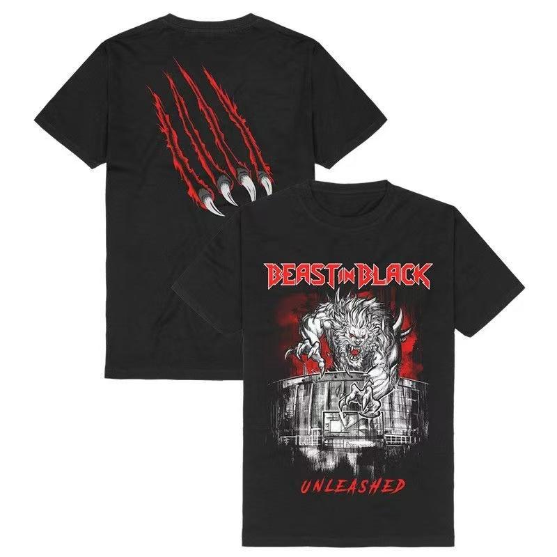 Nya metallbandstryckta T-shirts för sommar och höst 2025 lösa, avslappnade och sportiga kortärmade streetwear för män och kvinnor