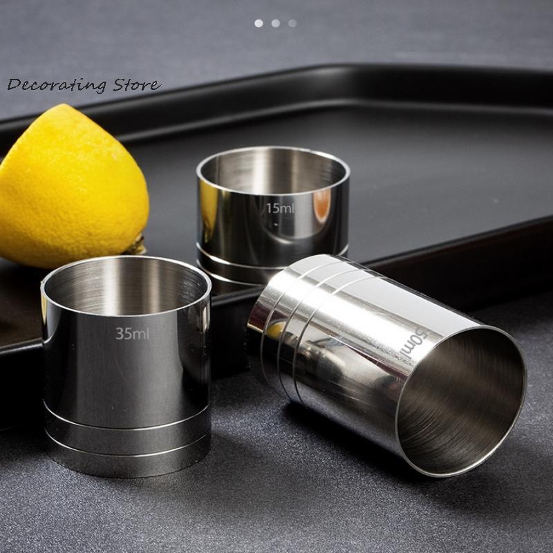 25/35/50ml Stainless Steel Measuring Cup Cylindrical Cocktail Ounce Jigger Wine Drink Measurer Bartending Bottle Bar Accessory