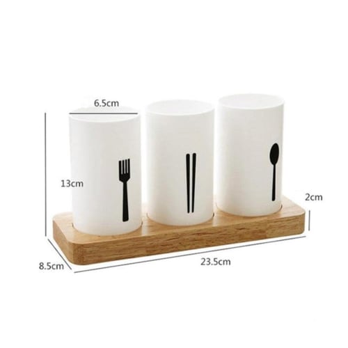 Suteki Life Chopstick Stand, Drainer, Spoon, Fork, Knife, 3-Piece Set, Nordic Style Kitchen Storage