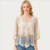 DIMANAF 2026 New Tees Summer Women Beach T-Shirt Basic Fashion Tops Lace Tees Casual Loose White