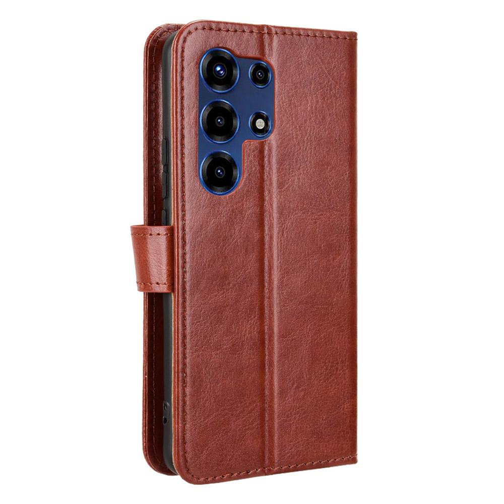 For itel Super 26 Ultra PU Leather Case with Strap Crazy Horse Texture Phone Wallet Cover