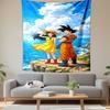 Goku und Chichi Dragon Ball Meeresklippenwand Wandteppich Retro Anime Paar Blauer Himmel Dekoration für Schlafzimmer Geschenk