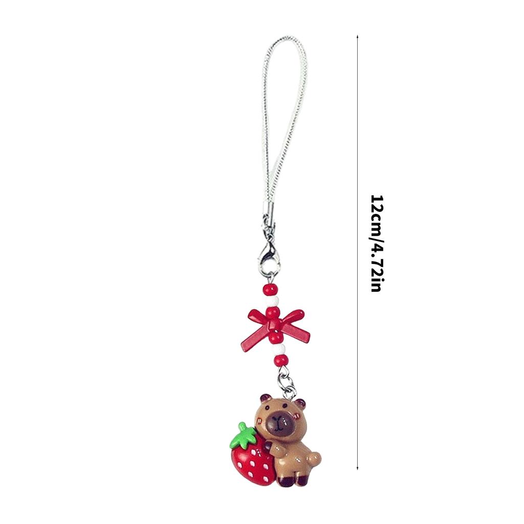 Adorable Capybara Beaded Phone Charm Cute Handcrafted Resin Keychain Pendant for Young Women and Fashion Enthusiasts