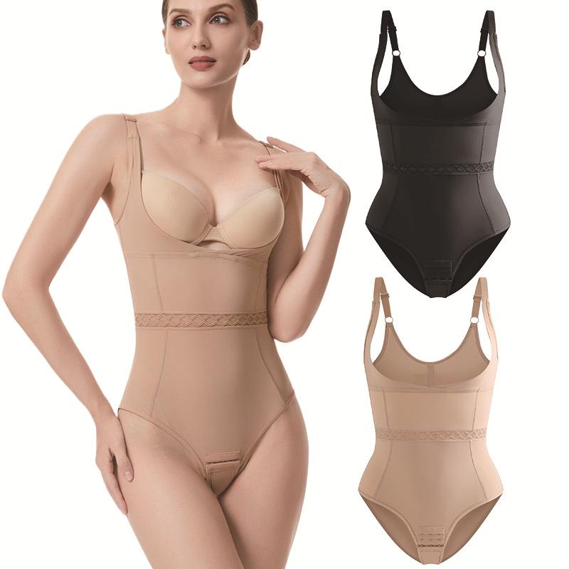Women's Seamless V-Neck Bodysuit: X-Type Tummy Control, Open Crotch, Push-Up Shaper