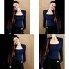 Form Fitting Long Sleeves Top With Solid Color And Square Collar For Spring
