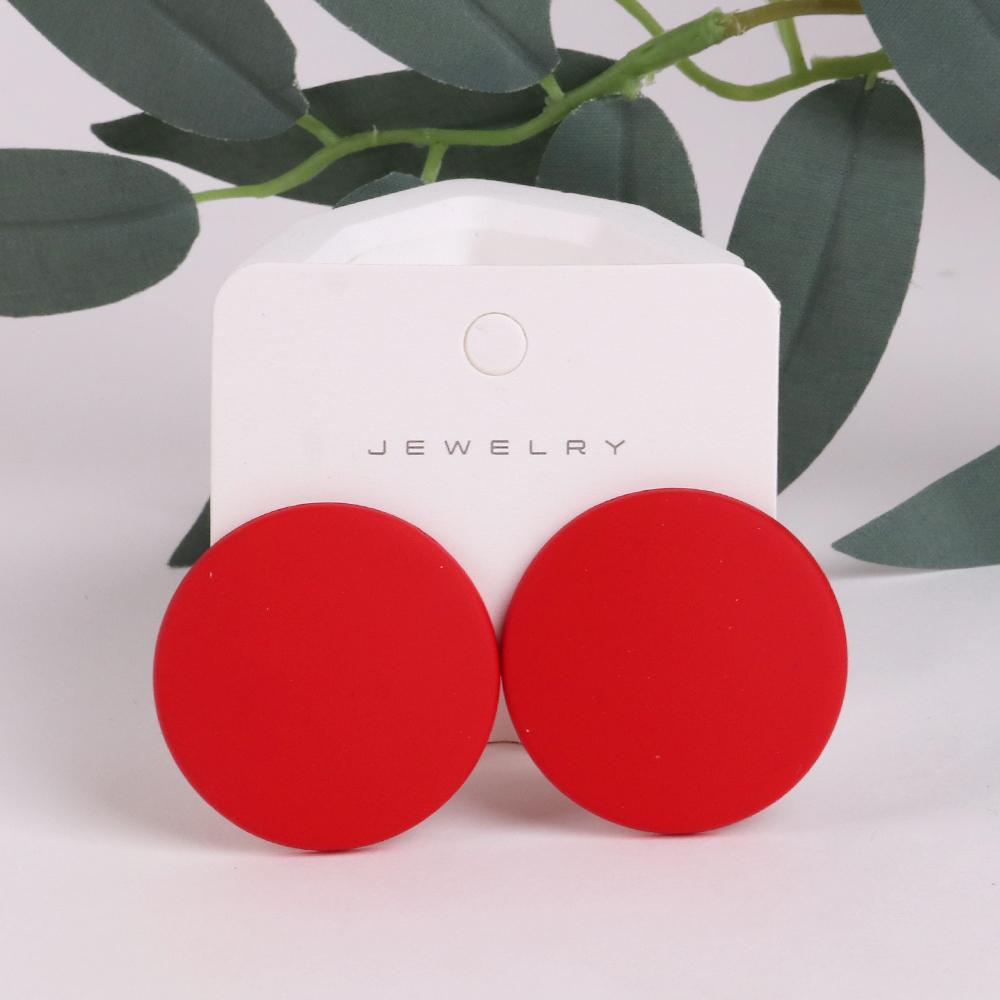 Trendy Korean Red White Black Pink Stud Earrings For Women Girl Geometric Big Square Round Acrylic Earrings Fashion Jewelry Gift
