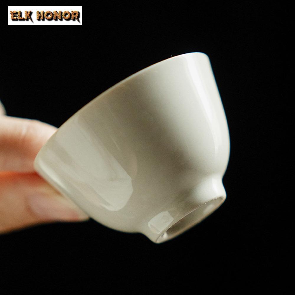 2 Stück/Set Retro Gras Holz Grau Keramik Teetassen Dehua Porzellan Verkostung Teetasse Klein Meistertasse Chazhan Kung Fu Teegeschirr 30ml