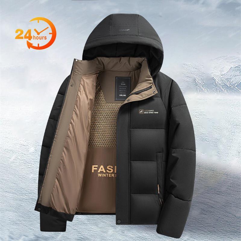 Warm Windproof Jacket Men Winter Fashion Comfortable Thickened Hooded Overcoat Casual