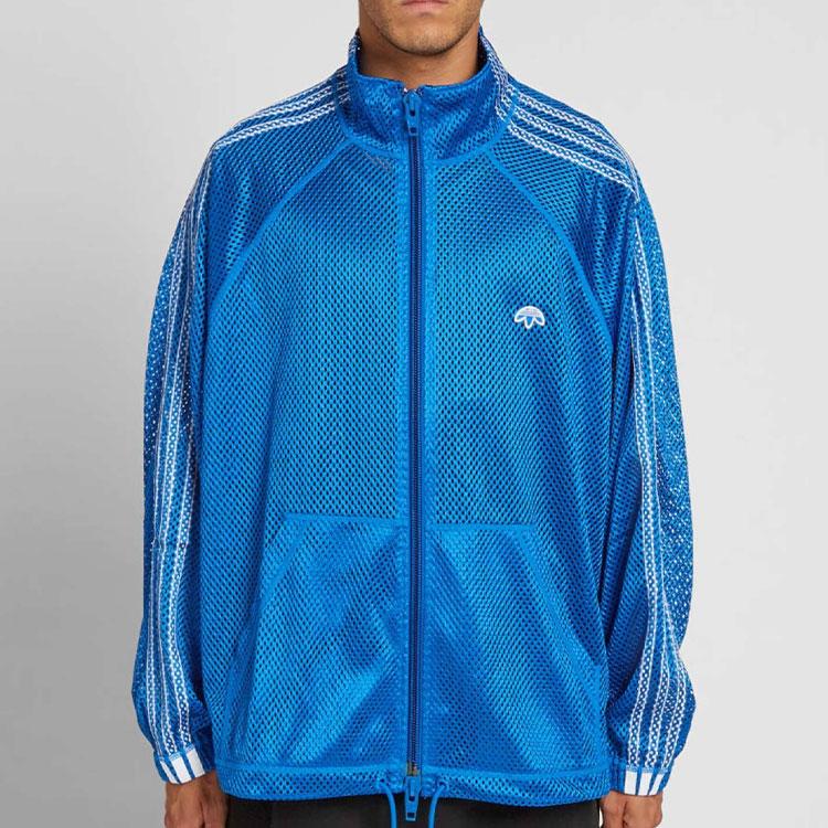 Adidas Originals X Alexander Wang Logo Patch Zip Retro Sports Stand Collar Jacket Men Jacket Blue CV5288