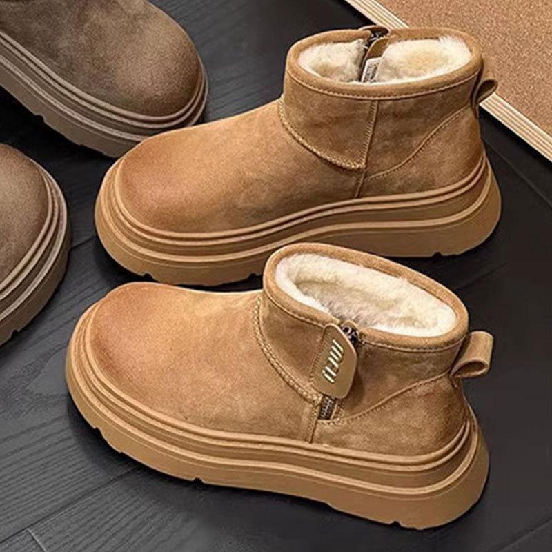 

Снежные ботинки хлопковые туфли зимние новые универсальные бархатные утолщенные на толстой подошве нескользящие снежные женские ботинки короткие ботинки 38 коричневый
