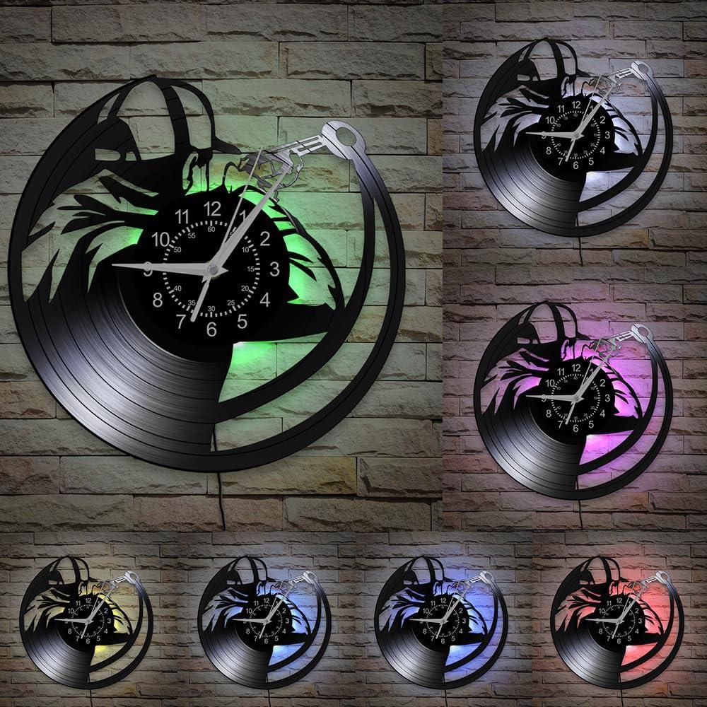 Trap Skeet Shooting Wall Clock Modern Decoration Men's Cave Bedroom Living Room Shooter Exclusive Gift Vinyl Record Wall Watch