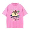 Azjatycki Rozmiar Vintage Spierana Koszulka Z Krótkim Rękawem Uroczy Japoński Deser Budyń Graficzny Nadruk Oversize Luźna Kawaii Streetwear