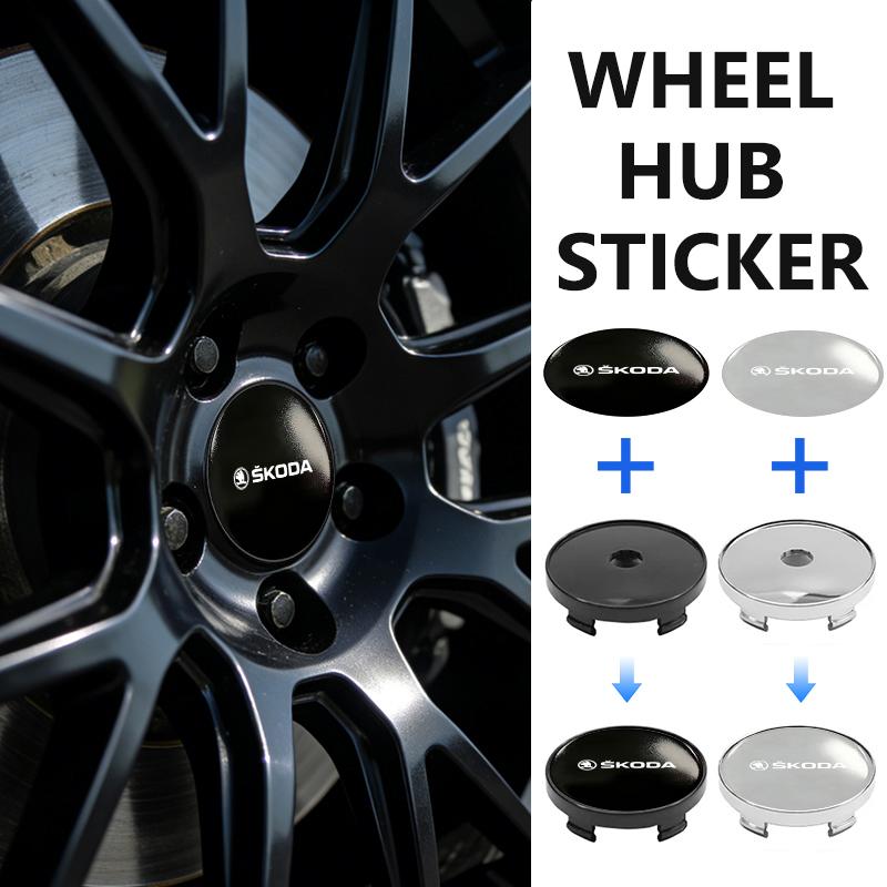 AAAAG1 Car Styling Wheel Center Hub Cap Badge Emblem Sticker Accessories For Skoda Fabia Kamiq Superb Scala Enyaq-iV MK3 VisionS Yeti