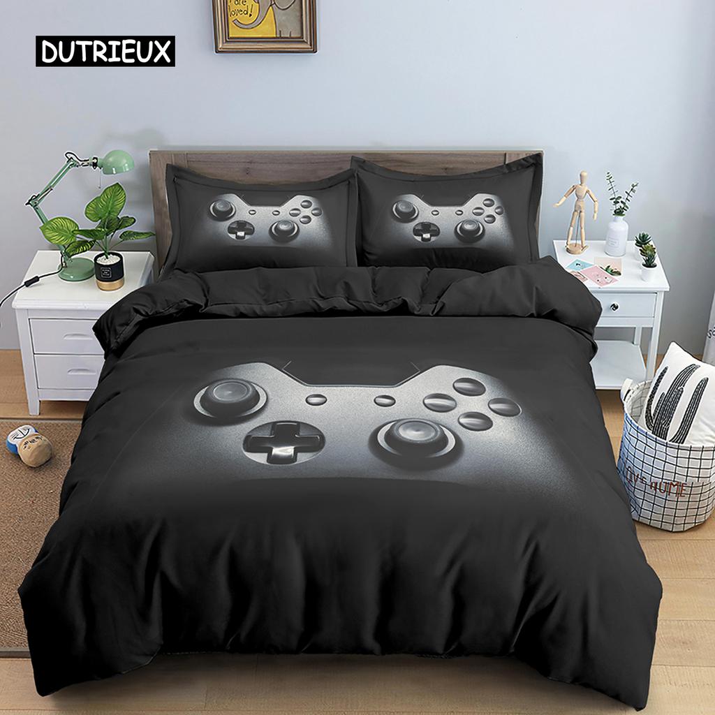 Teens Video Games Comforter Duvet Cover King Gamepad Controller Bedding Set for Kids Boys Girls Youth Game Polyester Bedding Set