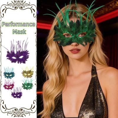 Cosplay Kostüm Halbgesichts-Venezianische Maske Bequem zu tragen Exquisites Detail Federmaske Lustige Handgefertigte Maskerade Maske für Erwachsene