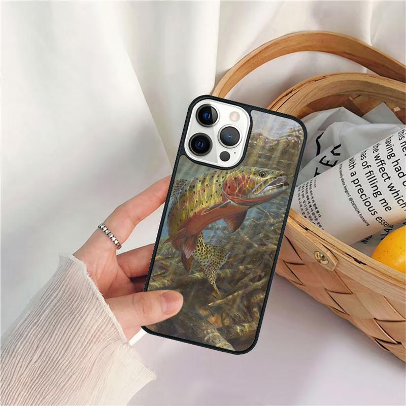 Rainbow Trout Fishing Skin Mobile Celular Phone Cases for iPhone 17 Air 16 15 14 12 13 PLUS 11 PRO MAX Coque Fundas