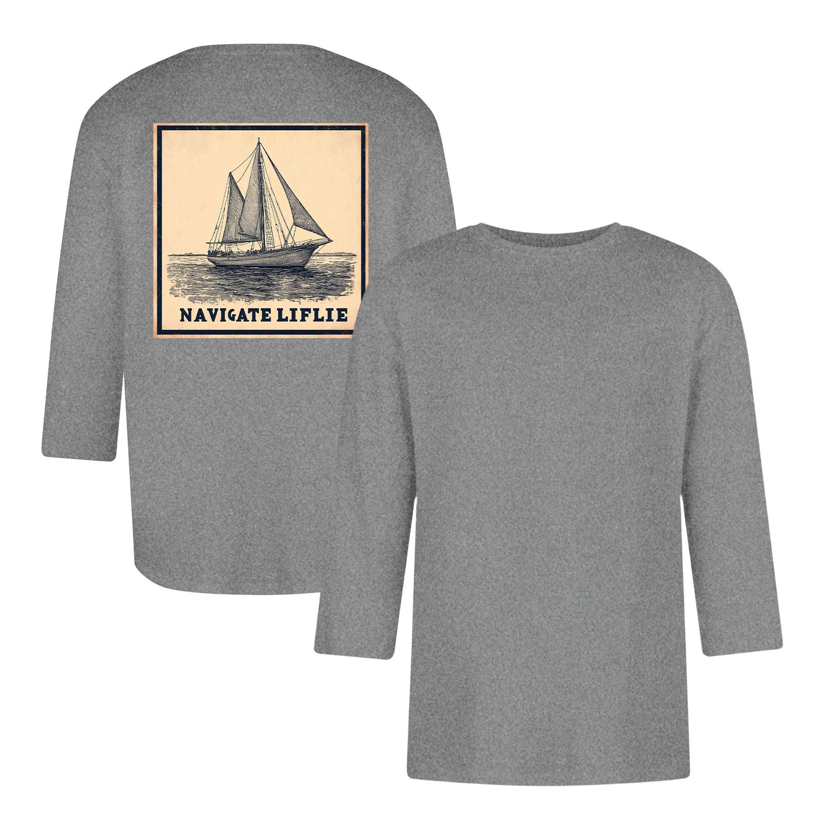 

Мужская повседневная и модная футболка с принтом, с круглым вырезом и рукавом три четверти XXXL