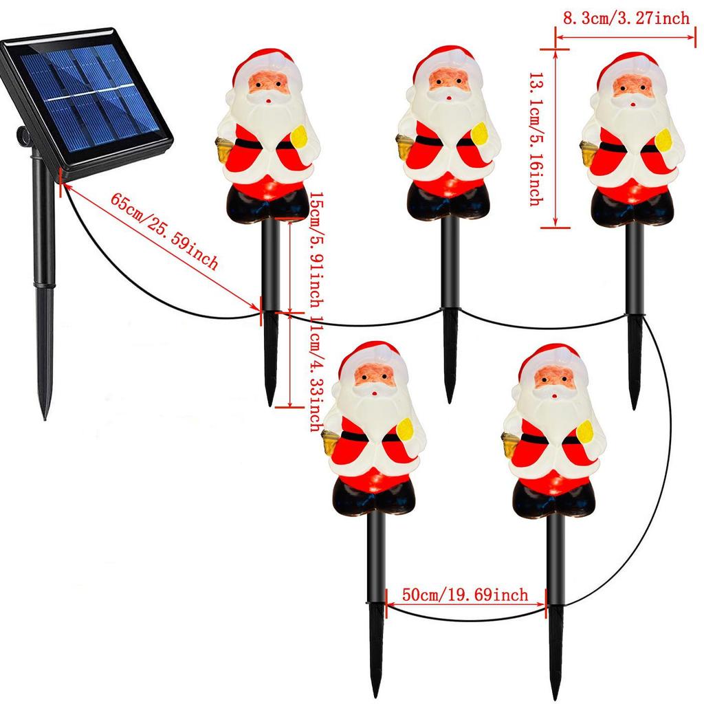 Solar Santa Claus LED Garden Stake Lights for Outdoor Lawn and Courtyard