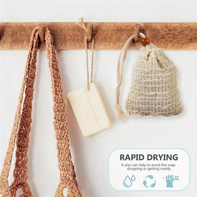 [Exfoliating Soap Saver] 5pcs Exfoliating Soap Saver Pouch | Mesh Drawstring Bag with Loofah Sponge for Shower And Bath