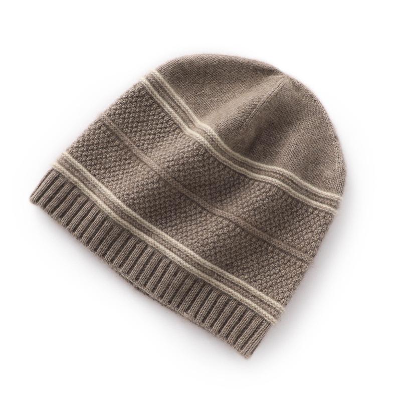 Soft Cashmere Autumn and Winter New Style Unisex Casual Ear Protection Striped Color Matching Hat Fashionable Knitted Hat