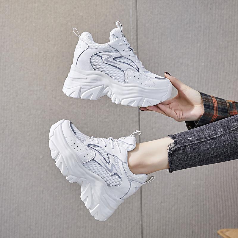 Ins Dad Shoes New Thick Sole Inner Height Increase Sports Leisure Spring and Autumn Single Shoes A