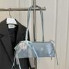Fashion Sweet Faux Leather Tote Shoulder Bag with Lace Ribbon Bow Detail Design Handbag Cute Crossbody Purse for Women