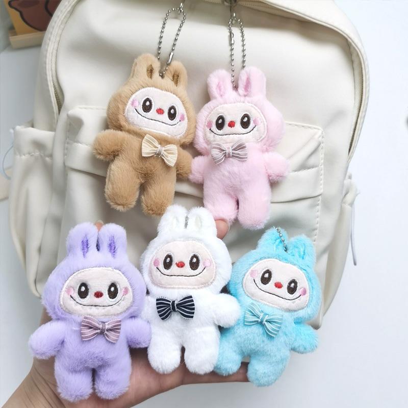 1PC Trendy Doll Cute Cartoon Rabbit Backpack Pendant Key Ring Holiday Gift Bag Pendant Plush Doll Keychain