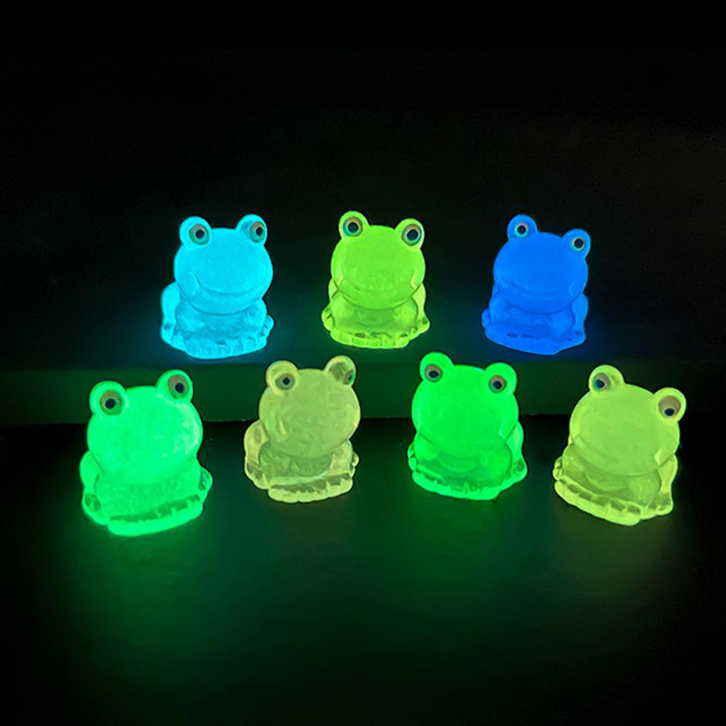 Set of 20 Glowing In the Dark Resin Miniature Frogs Figurines Various Colors for DIY Crafts and Party Decorations