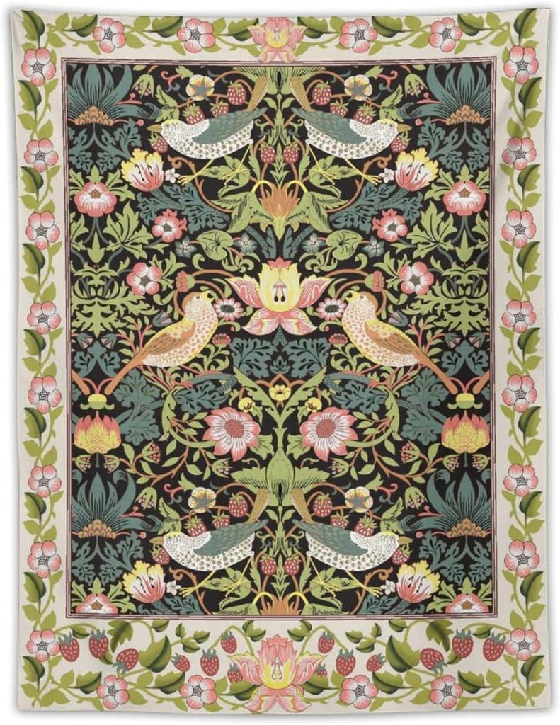 Tree of Life Tapestry Wall HangingMedieval Classic Vintage Flowers Pattern Modern Wall Art DecorRetro Floral Home Decoration