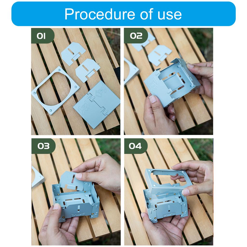 Piec na paliwo stałe z deflektorem wiatru Składany piec na paliwo stałe Pogrubiony piec kempingowy do wędrówek, kempingu, grilla, pikników