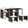 VidaXL Ensemble à Manger de Jardin avec Coussins 5 pcs, Table de Terrasse, Meubles de Patio, Mobilier d'Extérieur, Marron 365082