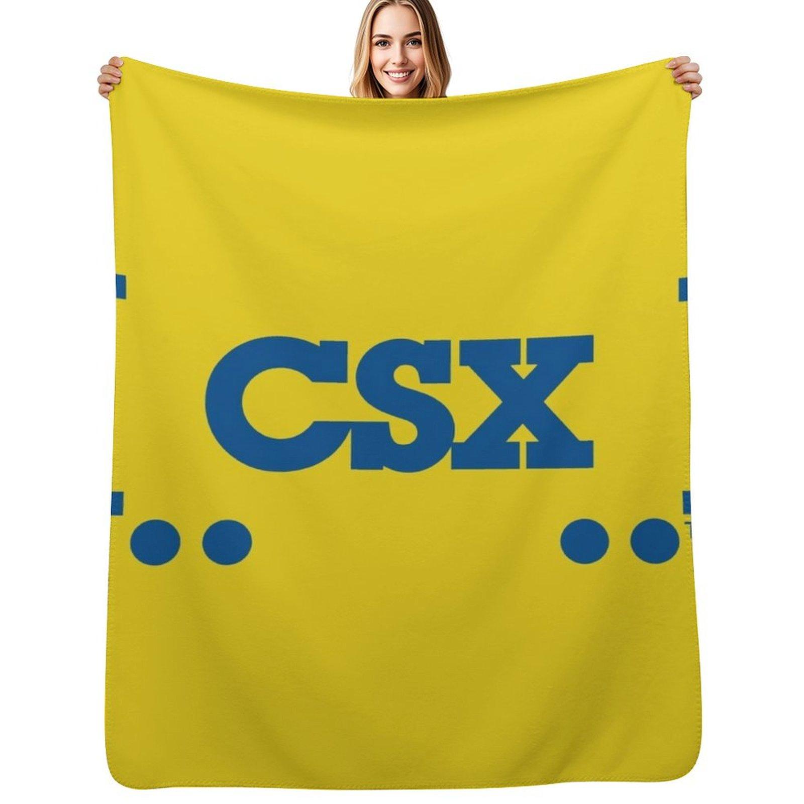 CSX Train Logo Throw Blanket Luxurious Soft Blanket Holiday Gift for Family Size: 75*100cm, Weight: 230 GSM