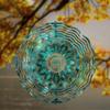 Hanging Wind Spinner with Intricate Mandala Design – Teal Blue & Golden Metal Art Chime for Balcony, Lawn, or Garden Decor, 360° Rotating Hook