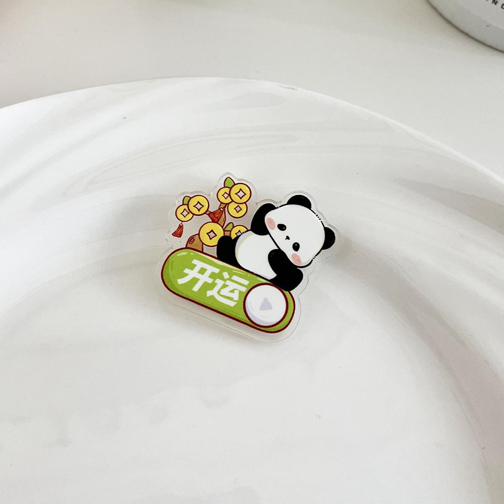 Ladies Chinese Style New Years Panda Brooch Cute Cartoon Pin Accessory