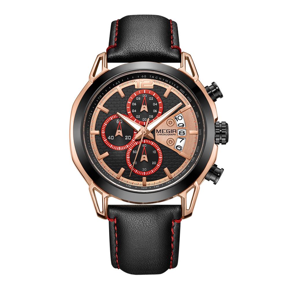 Creative MEGIR Chronograph Pánské hodinky Relogio Masculino Módní Kožené Quartz náramkové hodinky Pánské Clock Hour Army vojenské hodinky