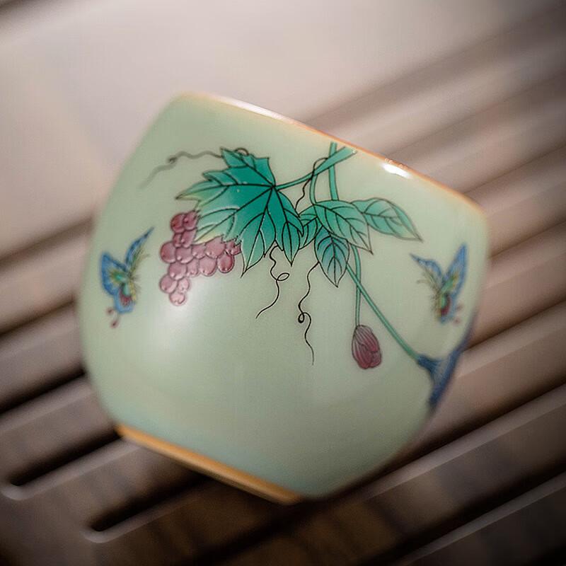 Gilded Silver Celadon Dragon Egg Kung Fu Teacup Set