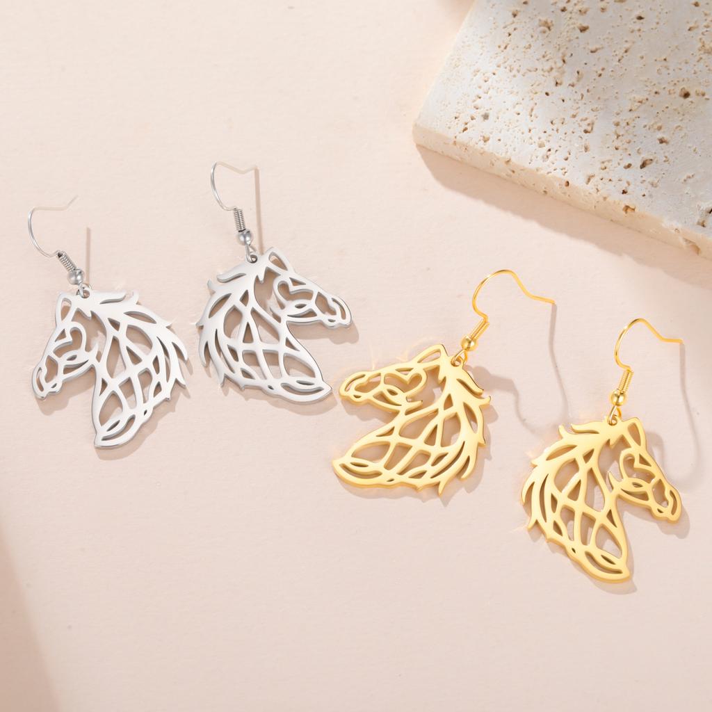Cazador Horse Pendant Earrings for Women Stainless Steel Gold Color Animal Jewelry Drop Earrings Birthday Gifts 2026 Wholesale