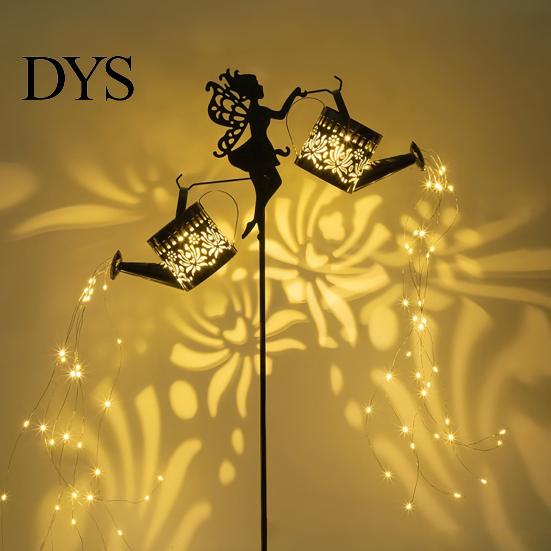 Automatic Dusk to Dawn Lighting Solar Watering Can Lantern, Metal Fairy Garden Light, Outdoor Patio Path Decor Waterproof Stake Light for Lawn