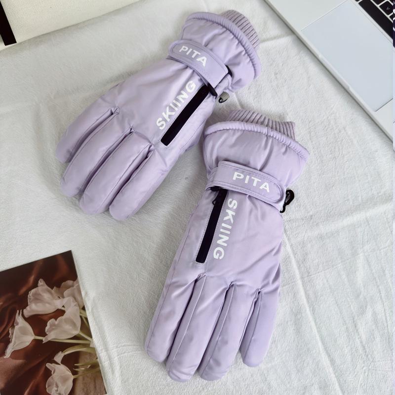 Winter Skiing Cycling Gloves Women Thick Windproof Waterproof Plush Full Finger Gloves Touch Screen Outdoor Motorcycle Riding