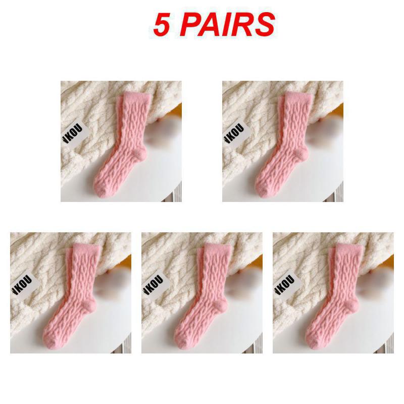 1/3/5PAIRS Winter Socks Thicken Wear-resistant -calf Socks Anti-slip Long Cotton Socks Coral Fleece Soft Cotton Socks